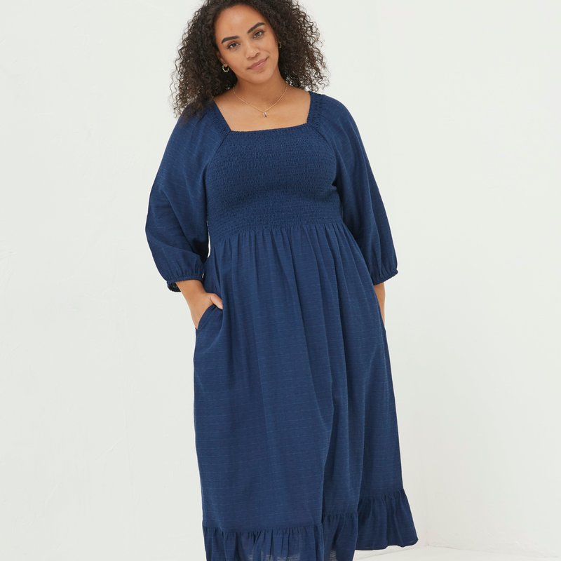 Shop Fatface Plus Size Adele Midi Dress In Blue