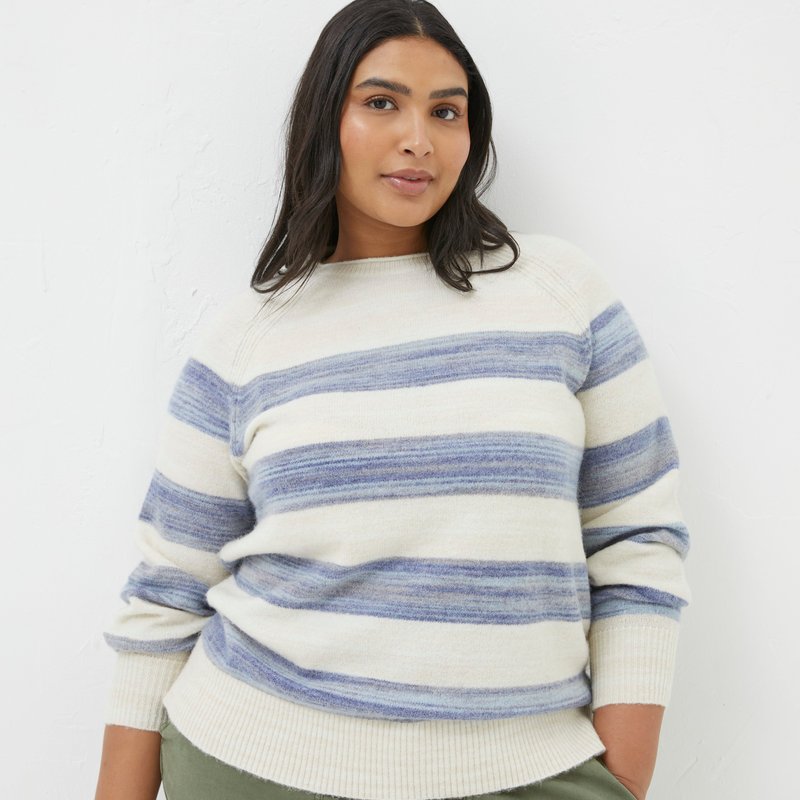 Shop Fatface Plus Size Denim Ombre Stripe Sweater In Blue
