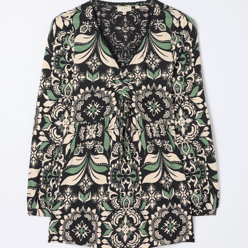 Shop Fatface Plus Size Gina Mosaic Leaf Tunic In Black