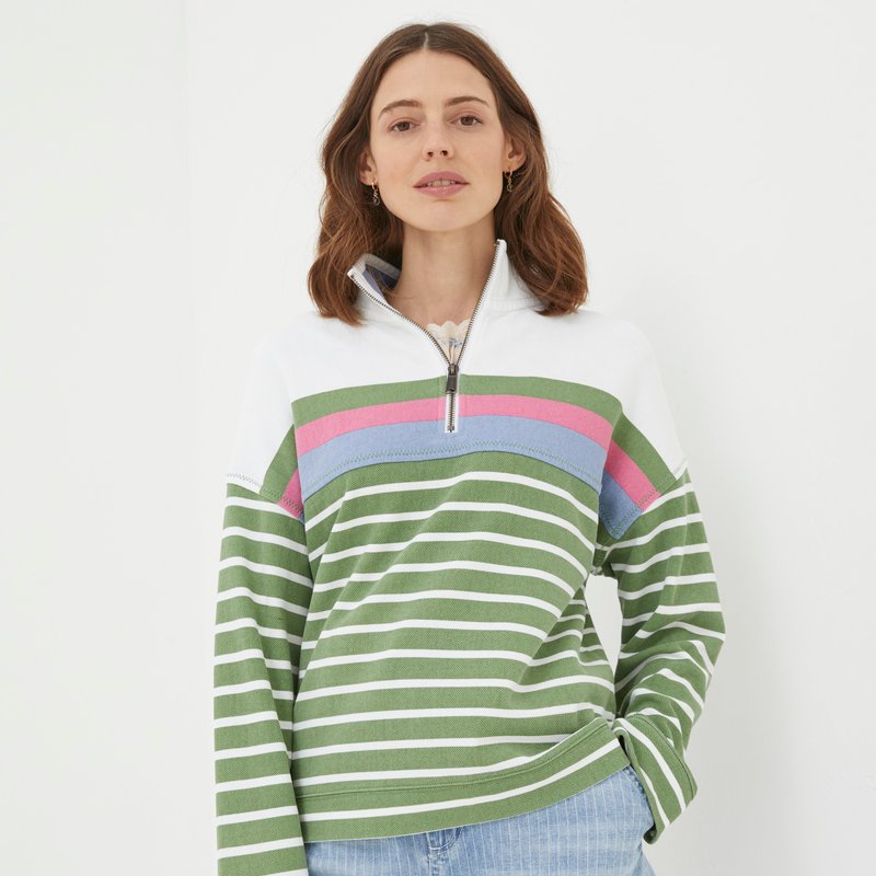 Shop Fatface Relaxed Airlie Stripe Sweatshirt In Green