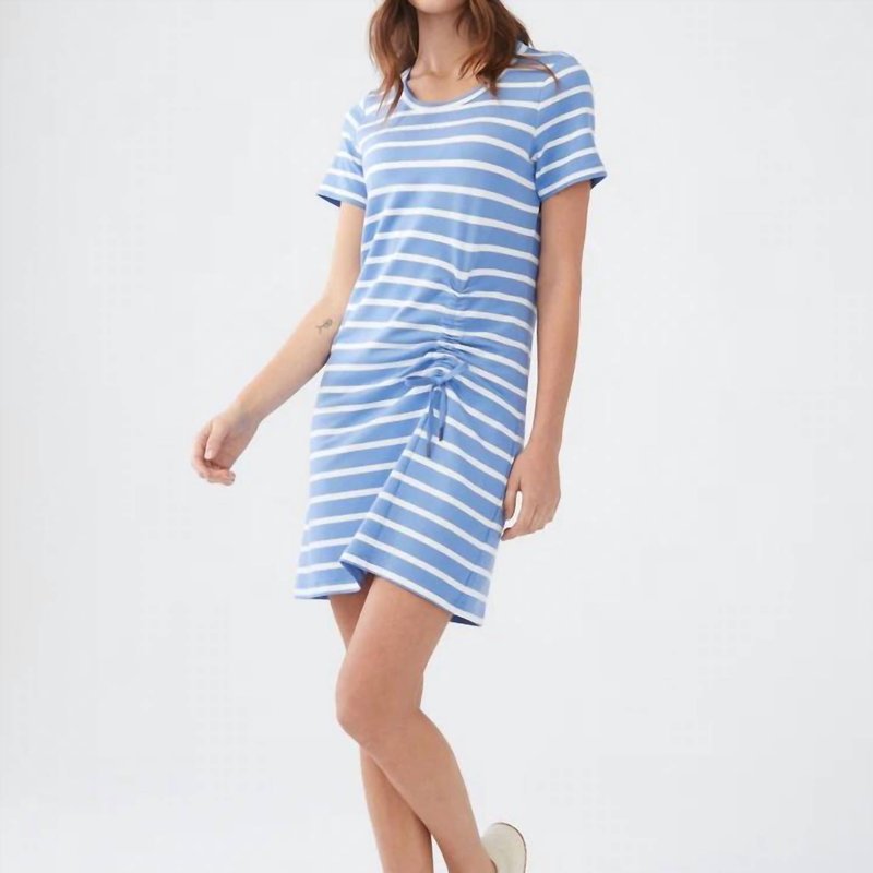 Shop Fdj Short Sleeve Striped Dress In Blue