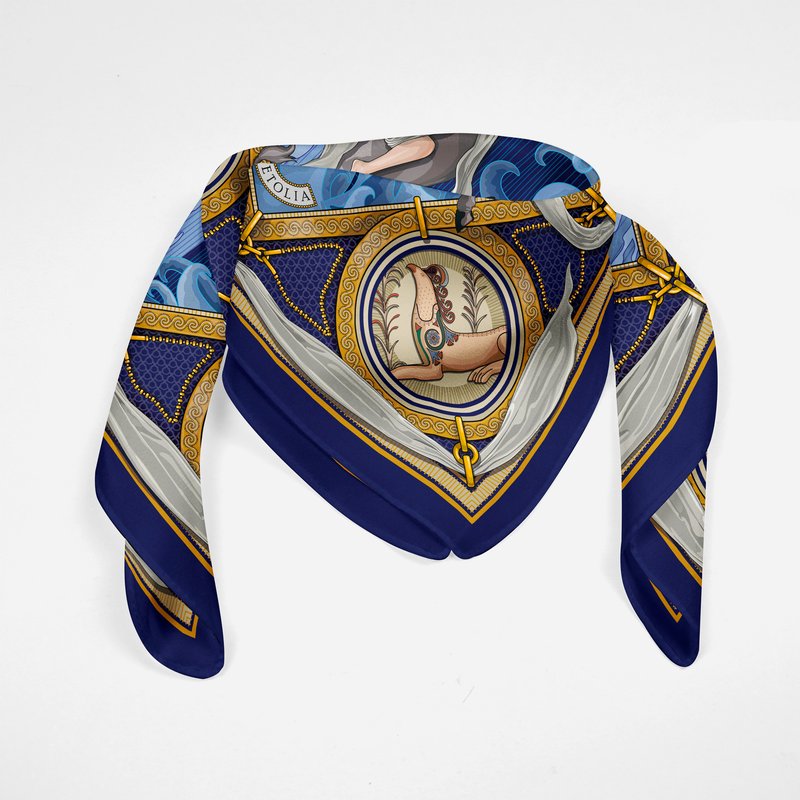 Shop Fetolia The Abduction Of Europa Silk Scarf In Blue