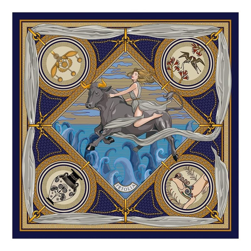 Fetolia The Abduction Of Europa Silk Scarf In Blue