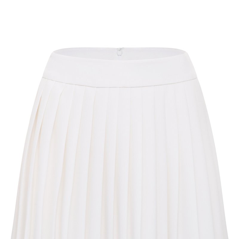 Fifth & Welshire Alexis Silk Pleated Mini Skirt In White