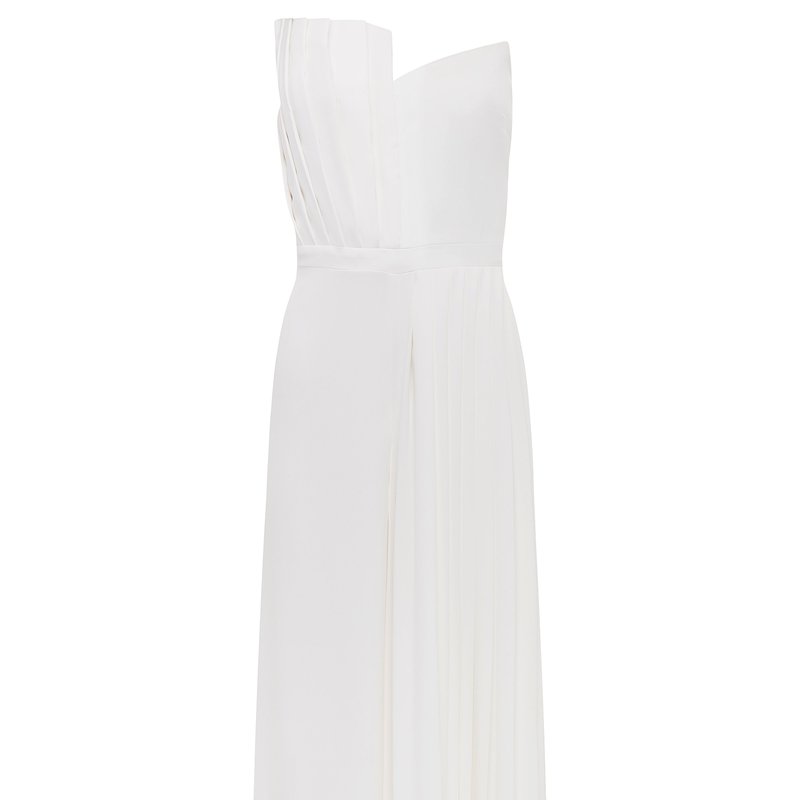 Fifth & Welshire Destiny Pleated Bridal Jumpsuit In White
