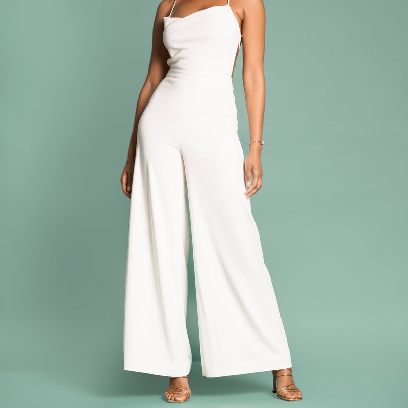 Fifth & Welshire Marie Draped Jumpsuit In White