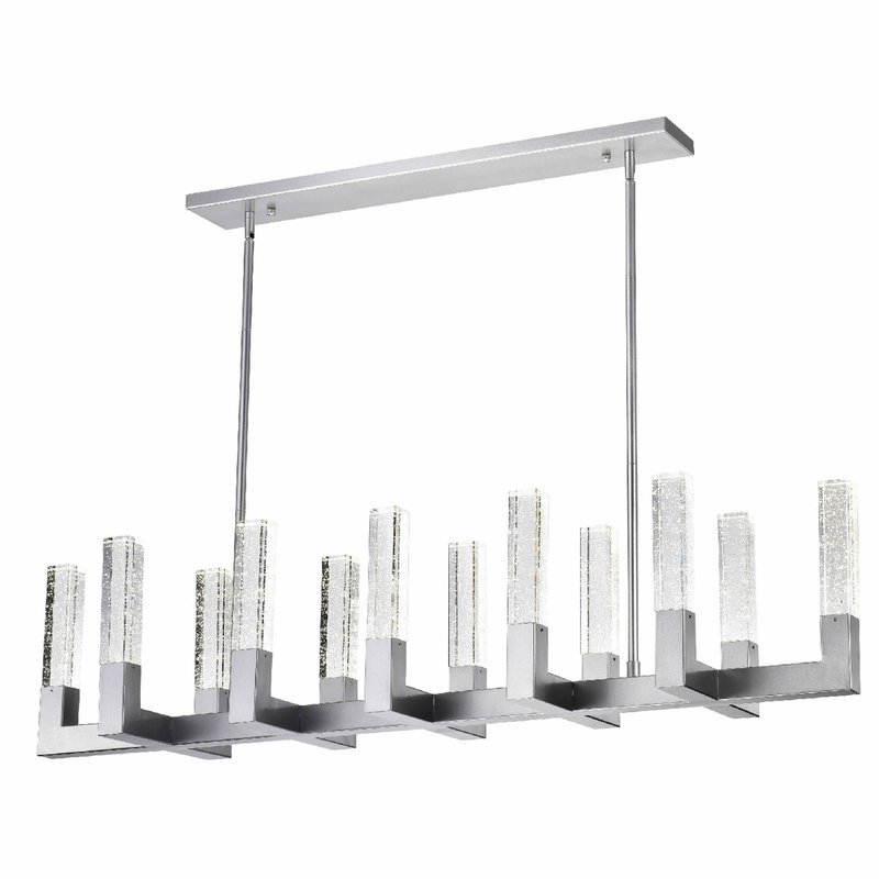 Finesse Decor 12-light Rectangular Crystal Dianyi Led Chandelier In Silver