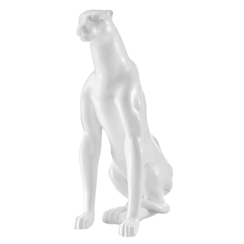 Shop Finesse Decor Boli Sitting Panther Sculpture In Glossy White