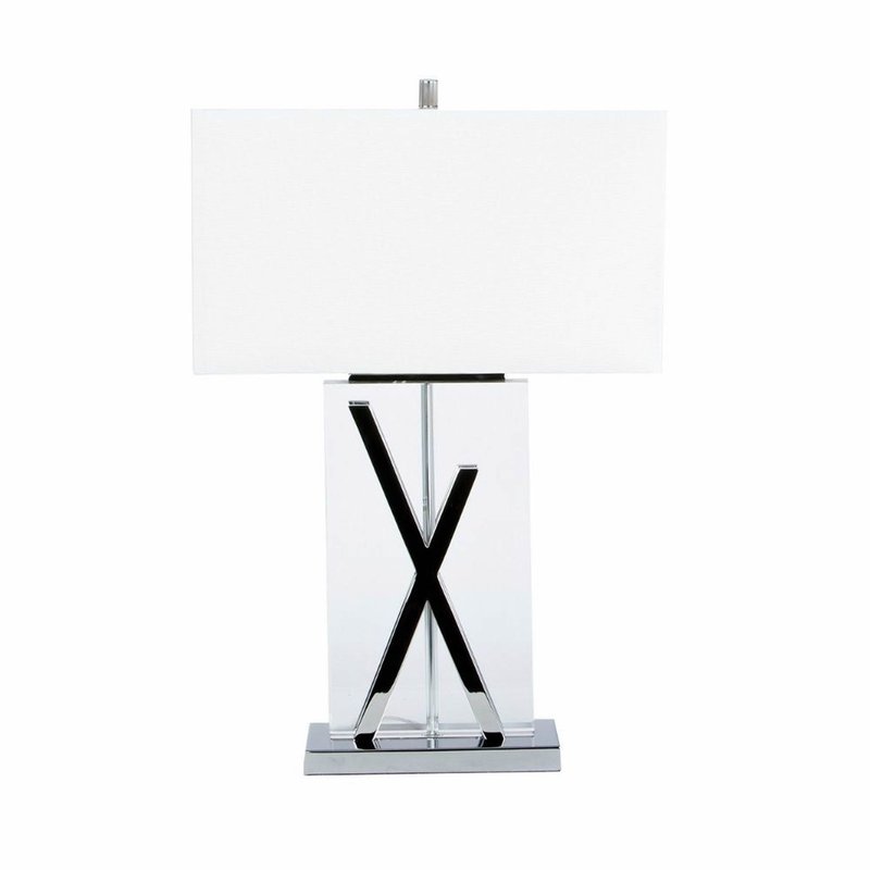 Finesse Decor Chrome And Crystal X Table Lamp With 1 Light And Usb Charger