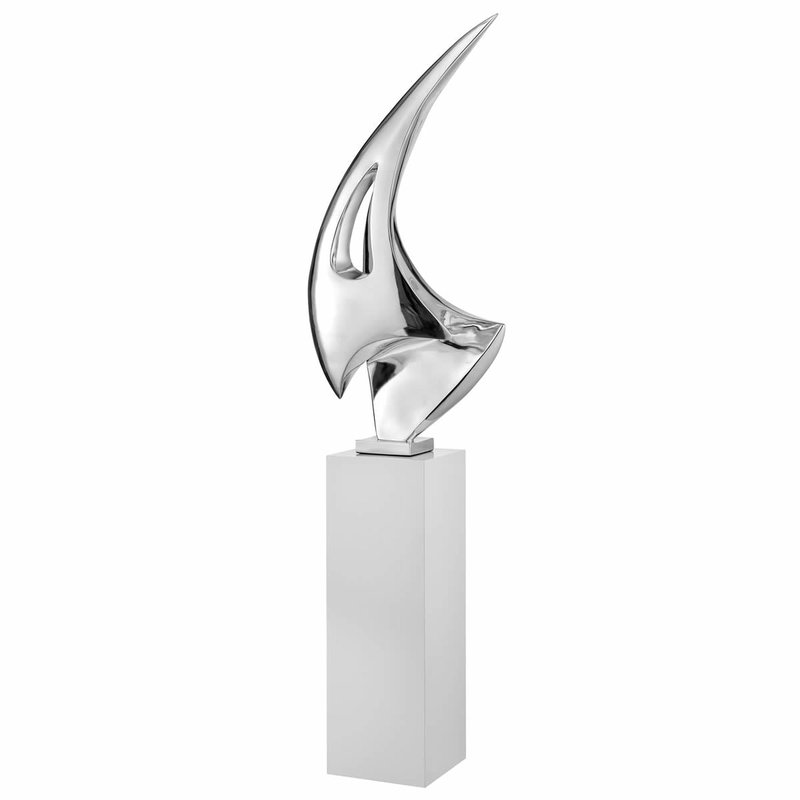 Shop Finesse Decor Chrome Sail Floor Sculpture With White Stand, 70" Tall