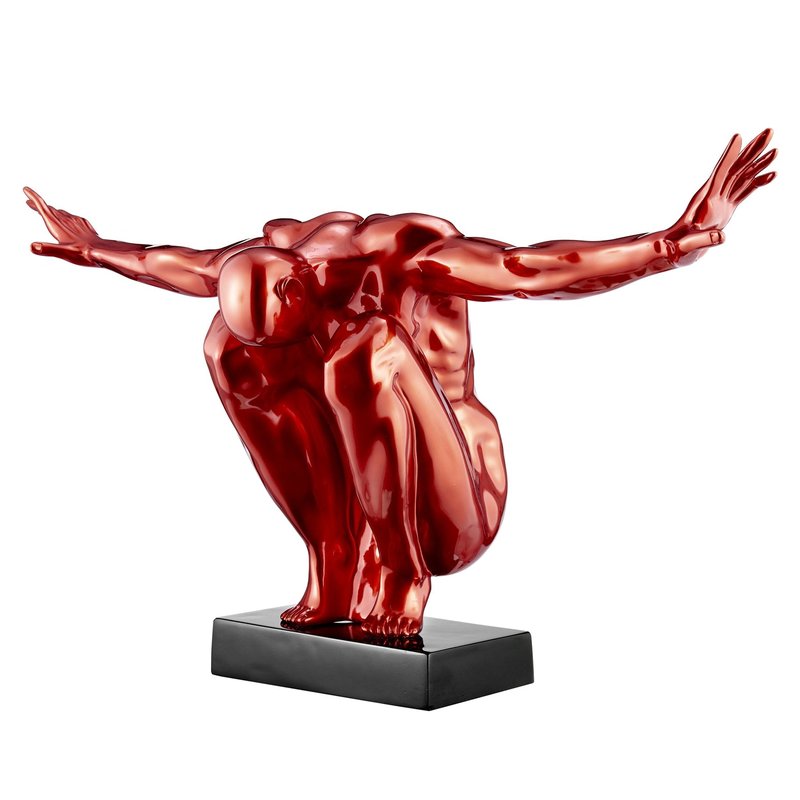 Finesse Decor Large Saluting Man Resin Sculpture 37" Wide X 19" Tall In Red