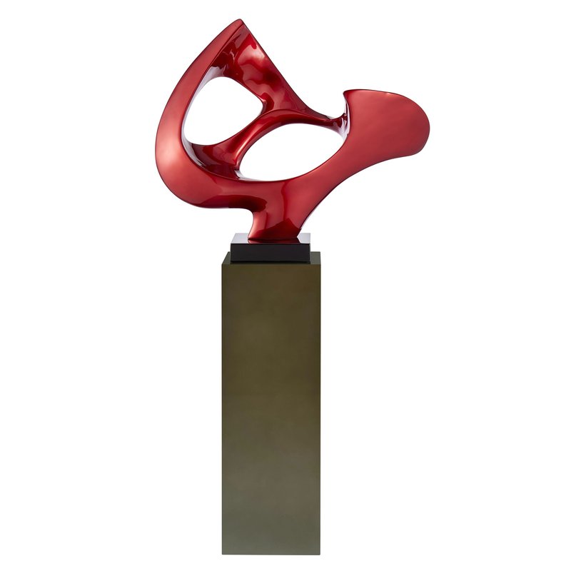 Shop Finesse Decor Metallic Red Abstract Mask Floor Sculpture With Gray Stand, 54" Tall