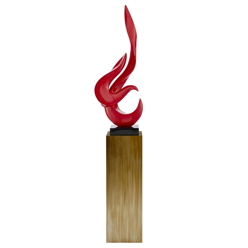 Finesse Decor Red Flame Floor Sculpture With Bronze Stand, 65" Tall In Brown