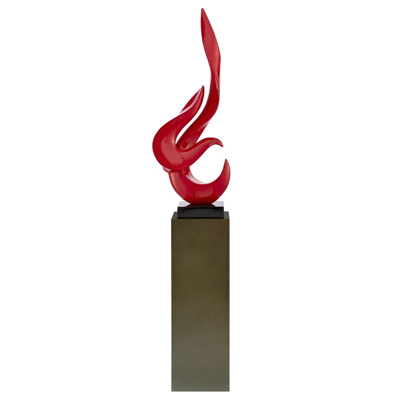 Finesse Decor Red Flame Floor Sculpture With Gray Stand, 65" Tall In Green