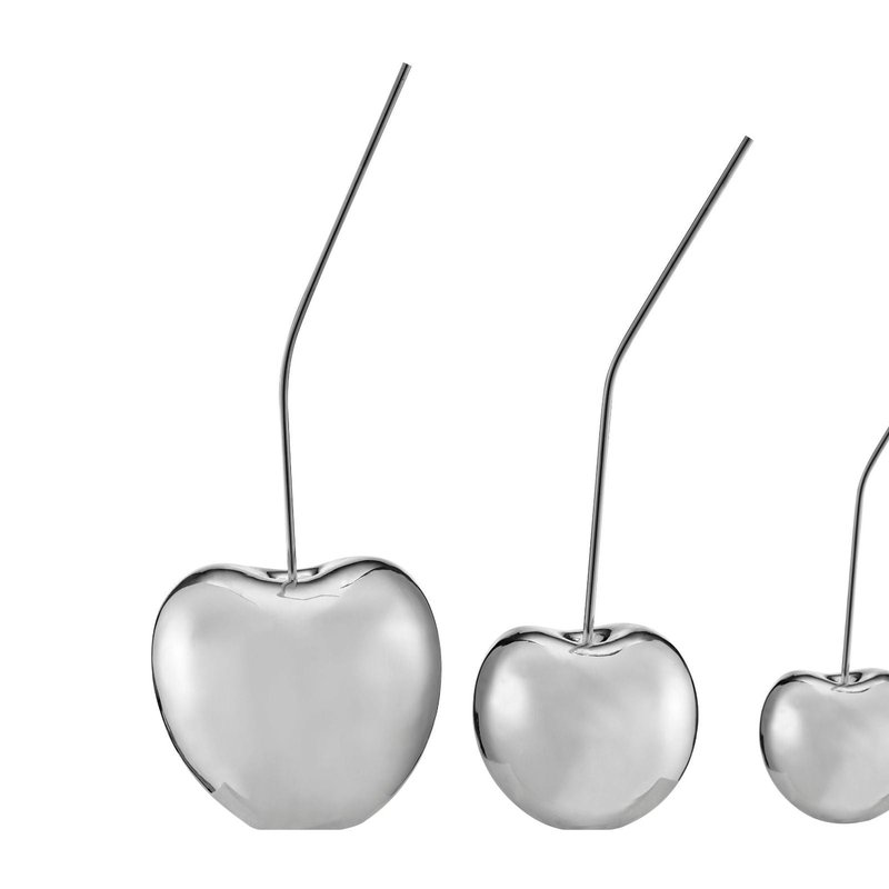Finesse Decor Set Of Three Cherries Large In Metallic