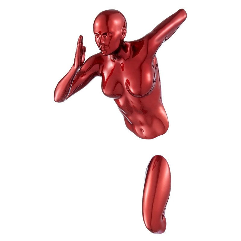 Finesse Decor Wall Sculpture Running 13" Woman In Red