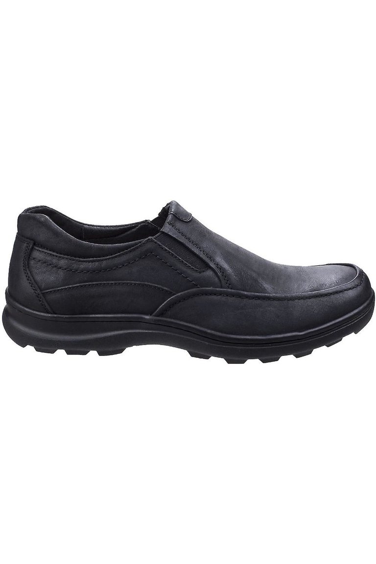 Mens Goa Leather Slip-On Shoes - Black