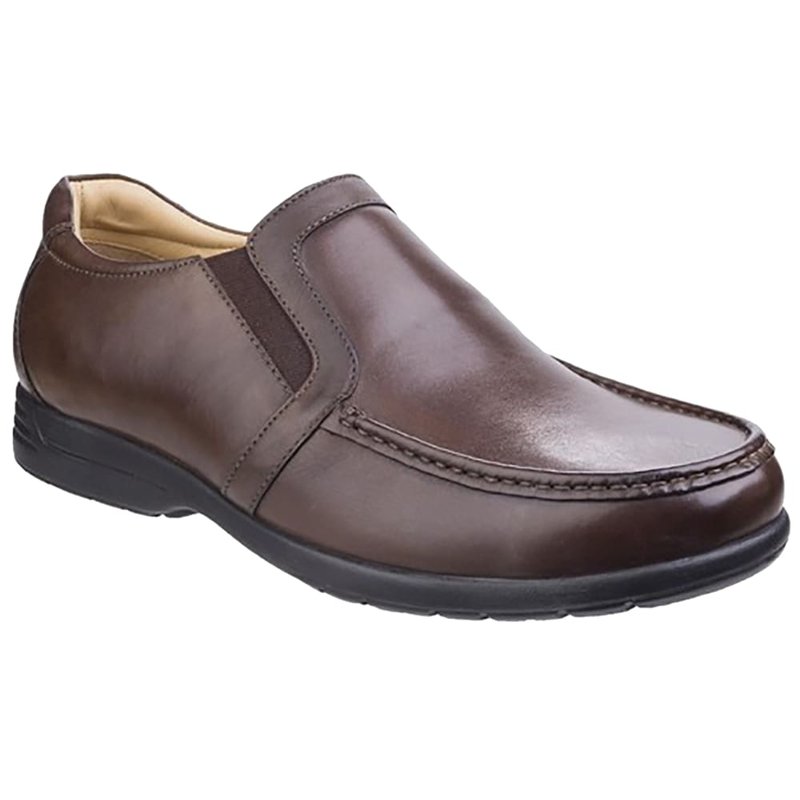 Fleet & Foster Mens Gordon Dual Fit Leather Moccasin (brown)