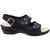 Womens/Ladies Amaretto Touch Fastening Leather Sandals - Black