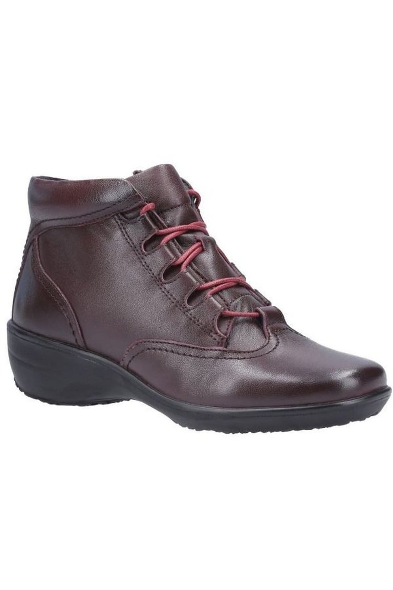 Womens/Ladies Merle Lace Up Leather Ankle Boot - Burgundy - Burgundy