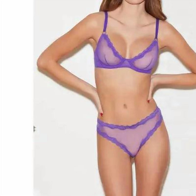 Shop Fleur Du Mal Sheer Tulle Lace Thong In Purple