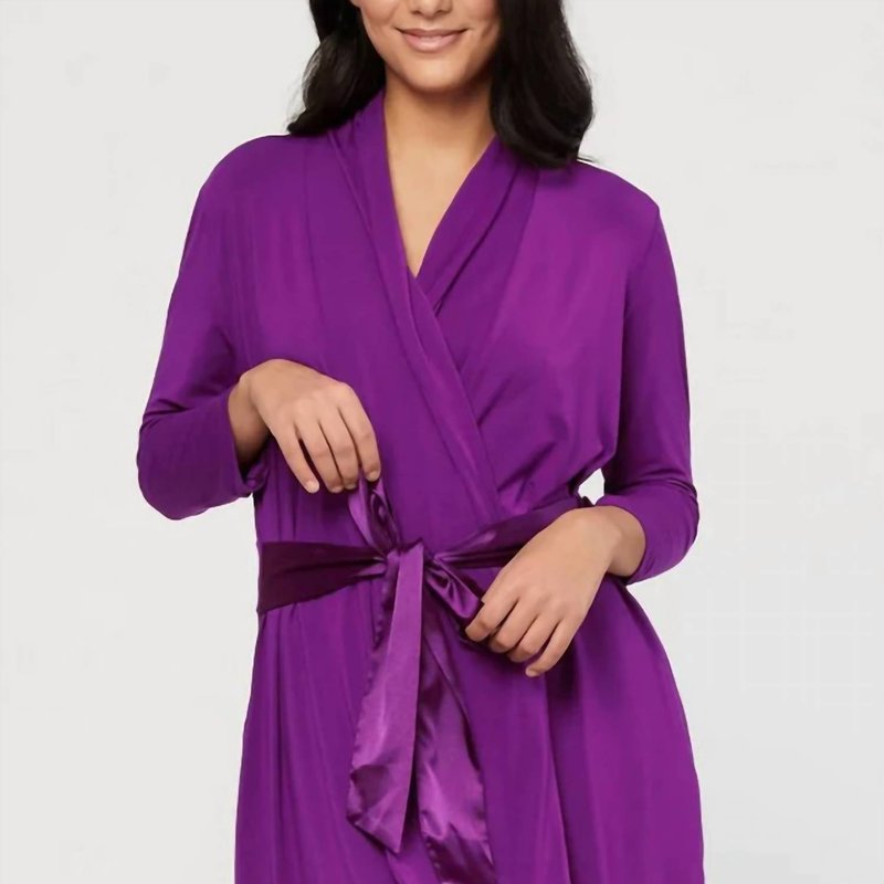 Shop Fleur't Iconic Robe With Silk Tie In Purple