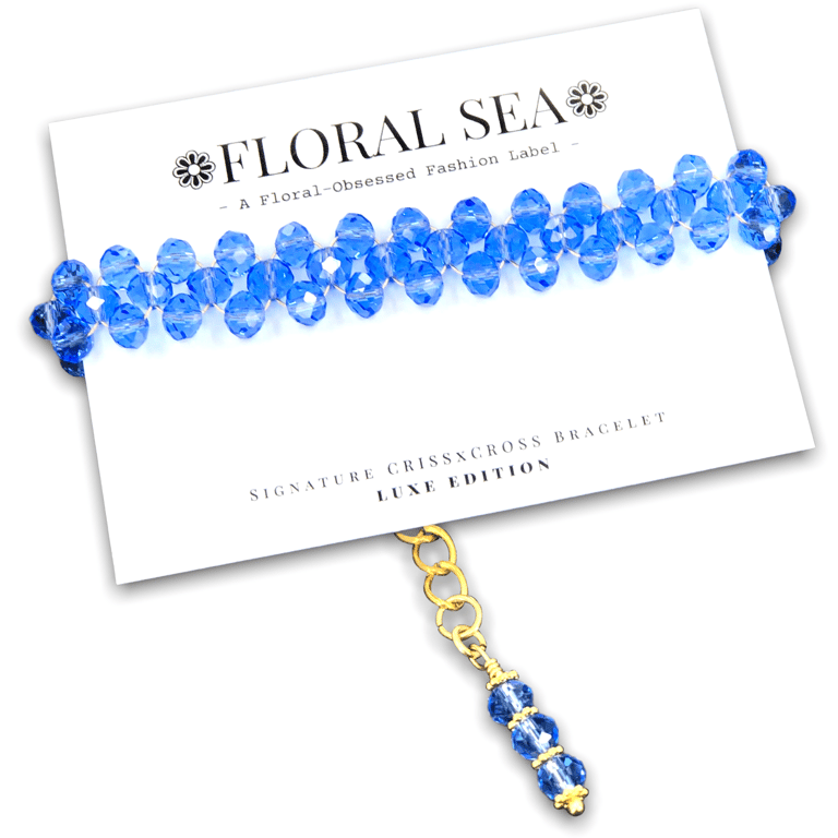 Signature Crissxcross Bracelet in Porcelain Blue Hydrangeas With Luxe Edition - Blue Hydrangeas