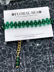 Signature CRISSxCROSS™ Bracelet In Emerald Roses: Luxe Edition