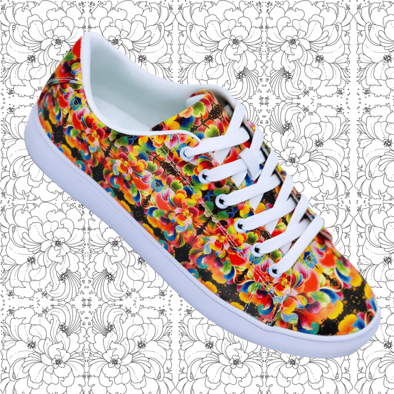Signature Flower Faux - Leather Sneakers