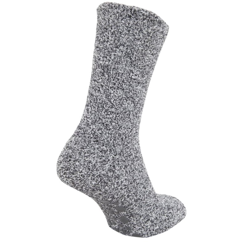 Floso Ladies Warm Slipper Socks With Rubber Non Slip Grip (gray) In Grey