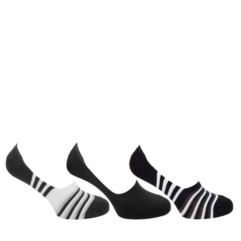 Floso Mens Invisible Trainer Socks (pack Of 3) (black/white)