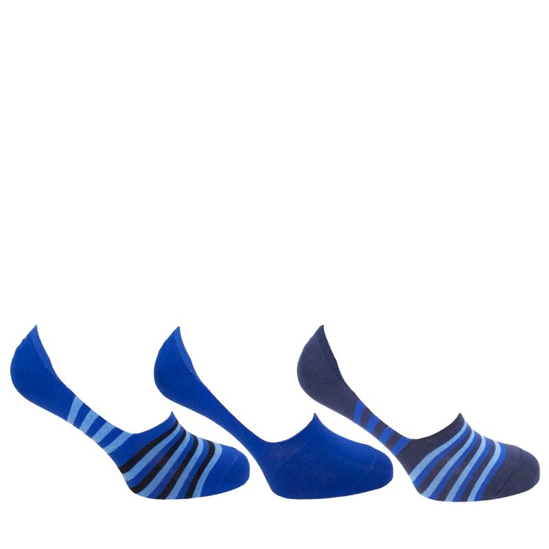 Floso Mens Invisible Trainer Socks (pack Of 3) (blue/black)