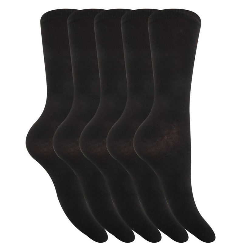 Floso Womens/ladies Plain Socks (pack Of 5) (black)