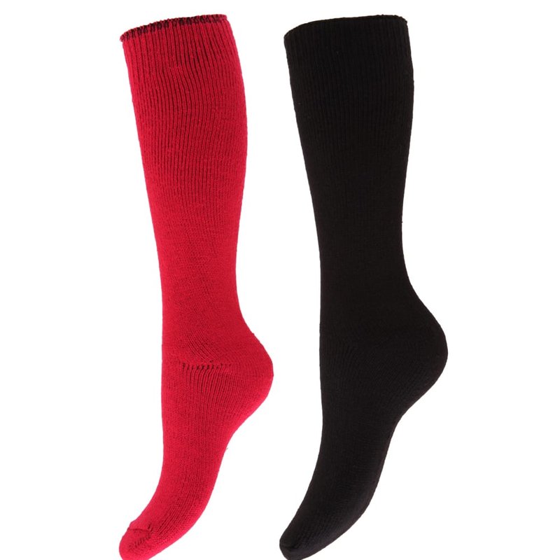 Floso Womens/ladies Thermal Winter Wellington/welly Boot Socks (2 Pairs) (pink/black)