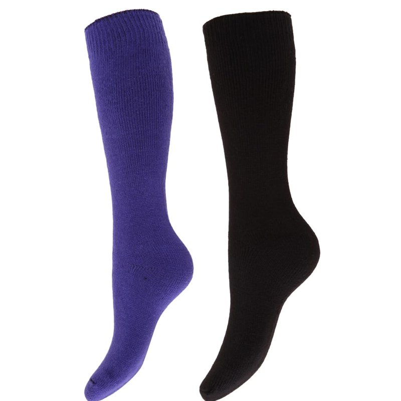 Floso Womens/ladies Thermal Winter Wellington/welly Boot Socks (2 Pairs) (purple/black)