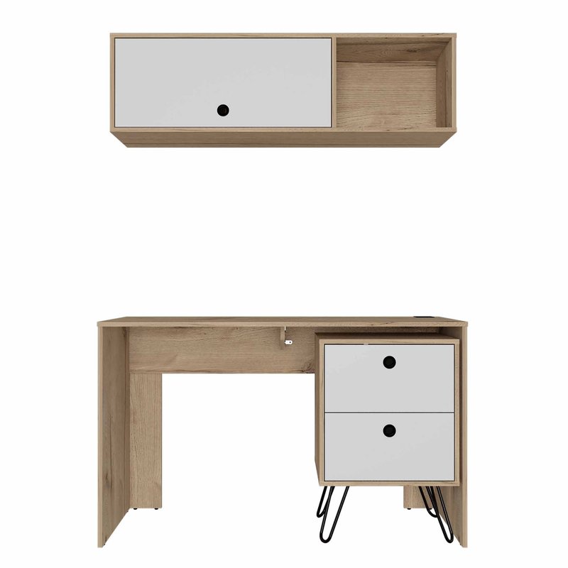 Shop Fm Furniture Cartagena Office Set, One Cabinet, One Shelf Complement, Two Drawers In White