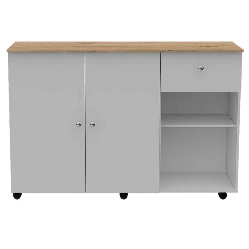 Shop Fm Furniture Chico Kitchen Island, Two Concealed Shelves, Two Drawers In White