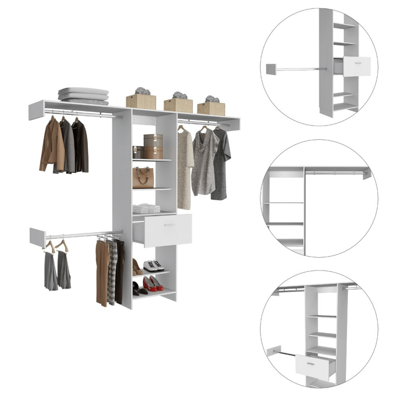 Fm Furniture Cross Closet System In White