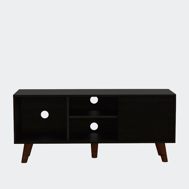 Fm Furniture Edinburg Tv Stand For Tv´s Up 50", One Cabinet, Three Open Shelves In Black