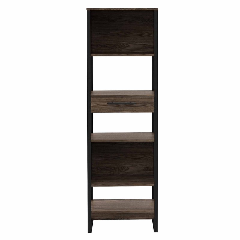 Fm Furniture Manhattan Bookcase, Four Shelves, One Drawer In Brown