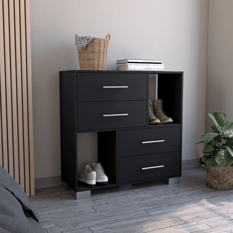 Shop Fm Furniture Sunflower Dresser, Four Drawers, Two Open Shelves In Grey