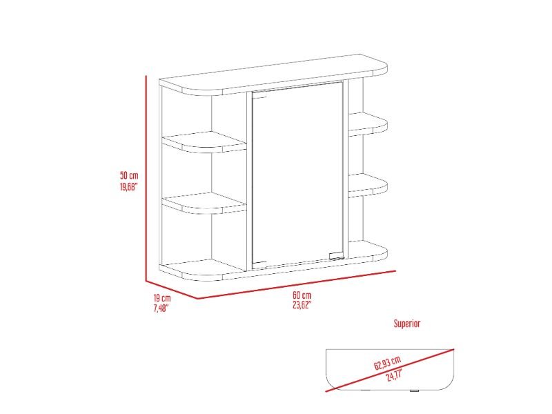 Shop Fm Furniture Valdez Medicine Cabinet With Six Shelves And Mirror Cabinet In White