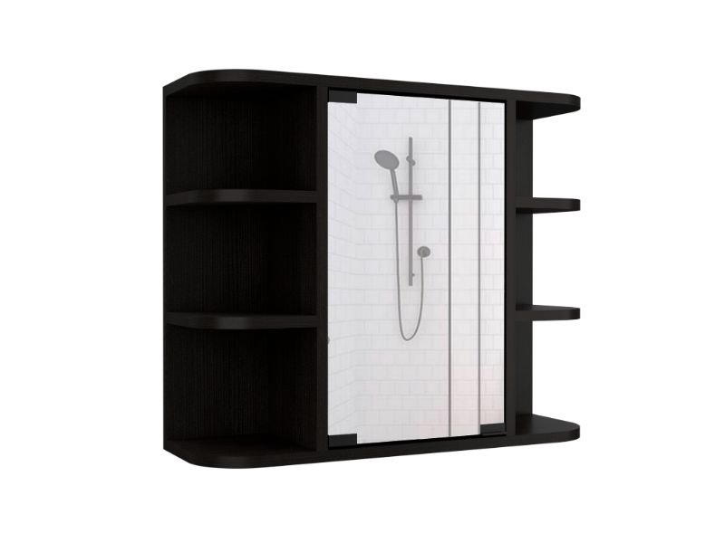 Shop Fm Furniture Valdez Medicine Cabinet With Six Shelves And Mirror Cabinet In Grey