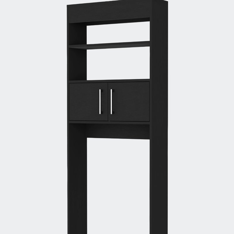 Fm Furniture Valencia Over The Toilet Cabinet, Two Shelves, Double Door In Black
