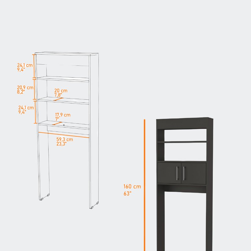 Shop Fm Furniture Valencia Over The Toilet Cabinet, Two Shelves, Double Door In Black