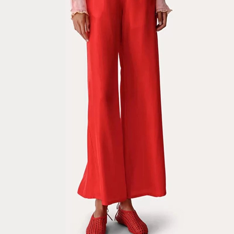 Forte Forte Palazzo Pants In Habotai Silk In Red
