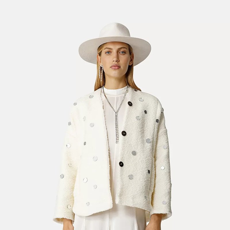 Forte Forte Soft Boucle' Jacket With Mirrors In White