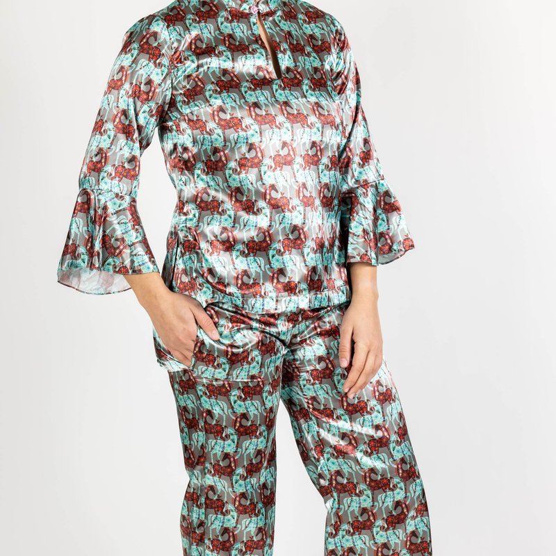 Forza Cavallo Happy Arab Satin Pajamas In Multi