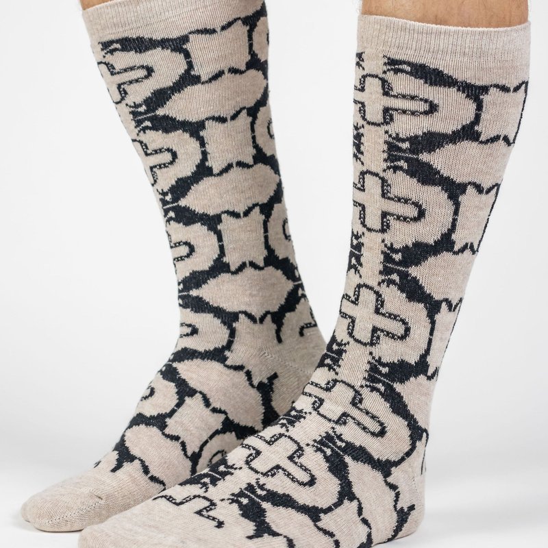 Forza Cavallo Ivory Horse And Shoe Men's Socks In Brown