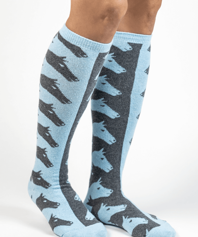 Forza Cavallo Slate Blue & Grey Escher Horse Women's Socks